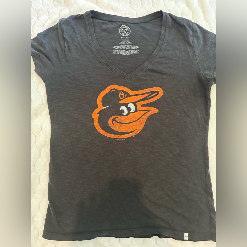 Women’s Baltimore Baseball Orioles MLB Black V Neck Tee Sz XL